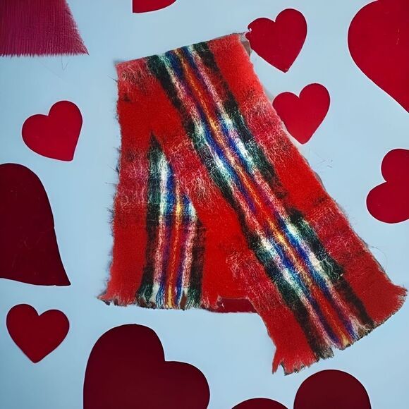 NWT red plaid Scotland MOHAIR scarf Glen Cree mint-TOASTY WARM WINTER SCARF - Picture 3 of 13
